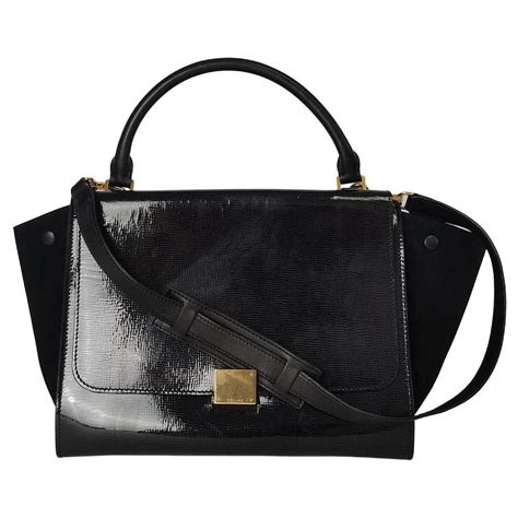 Trapèze leather handbag Celine Black in Leather 